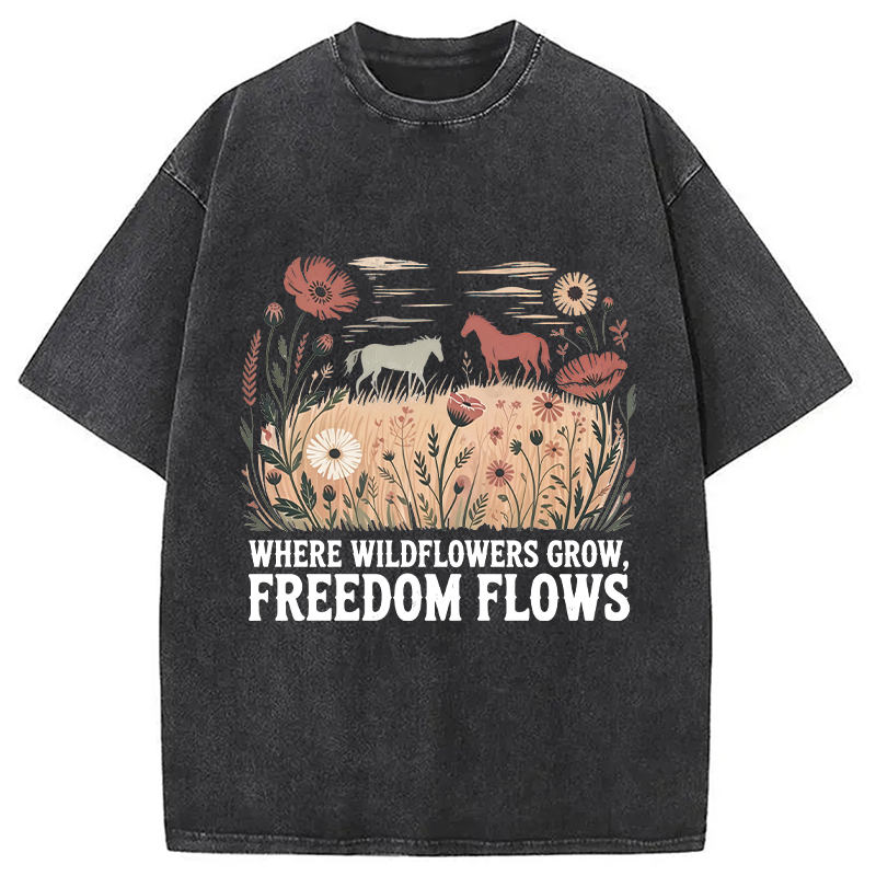 Modecanvas Wild-flowers DTG Printing Washed T-Shirt