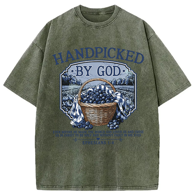Modecanvas Hand Picked By God DTG Printing Washed T-Shirt