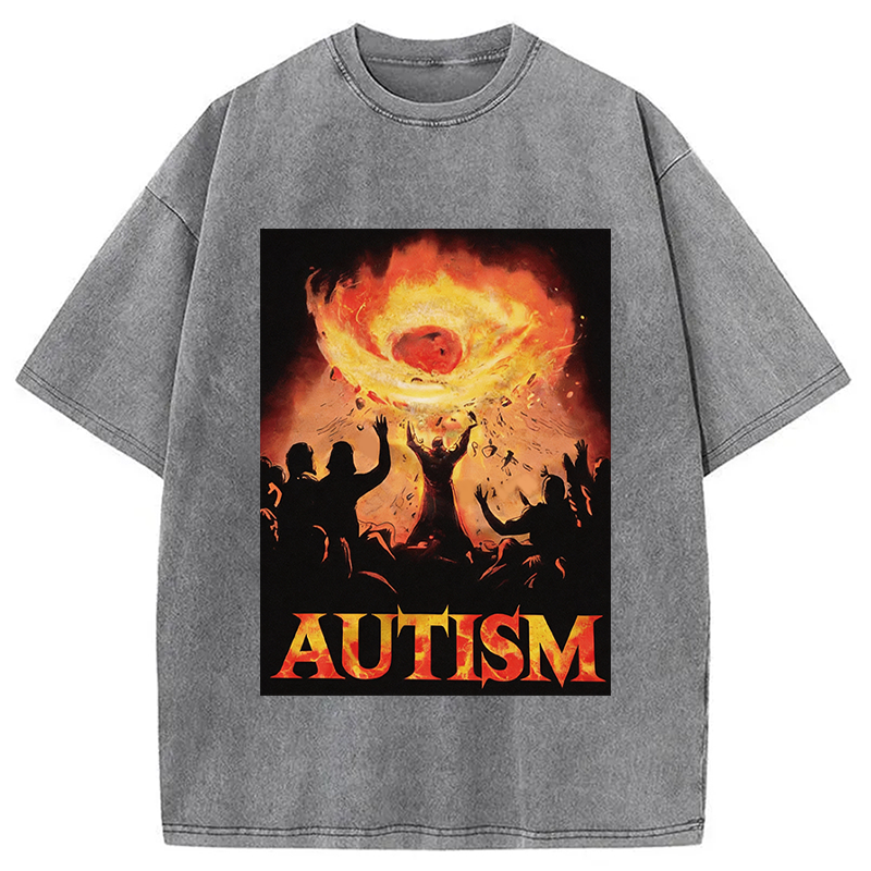Modecanvas Autistic Funny Edgy Meme DTG Printing Washed T-Shirt