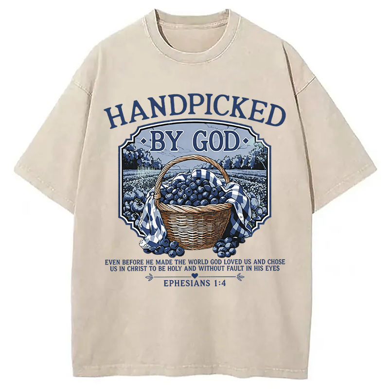 Modecanvas Hand Picked By God DTG Printing Washed T-Shirt