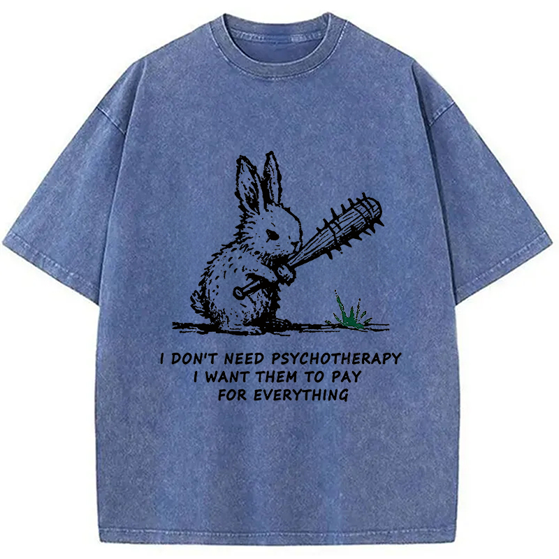 Modecanvas Violent Rabbit Funny Washed T-Shirt