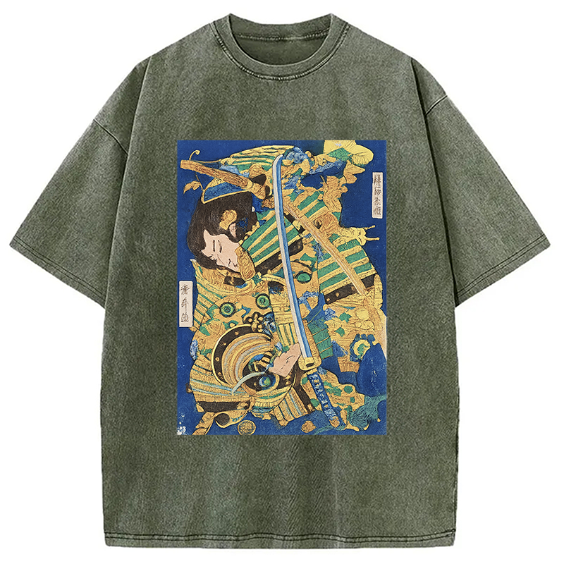 Modecanvas Samurai Clash Ukiyo-e Washed T-Shirt