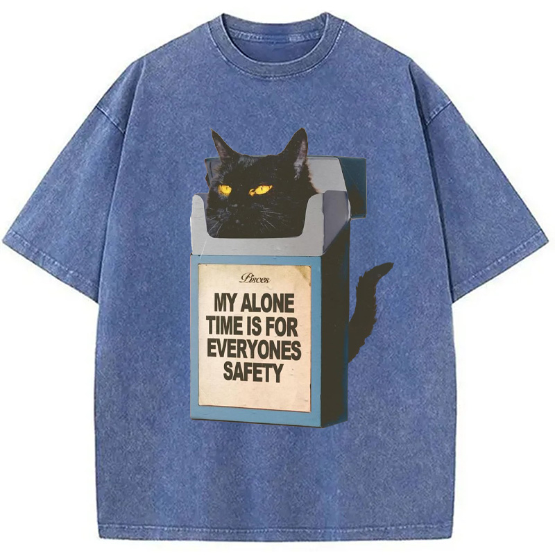 Modecanvas My Alone Time Is For Everyone Safety Meme Washed T-Shirt
