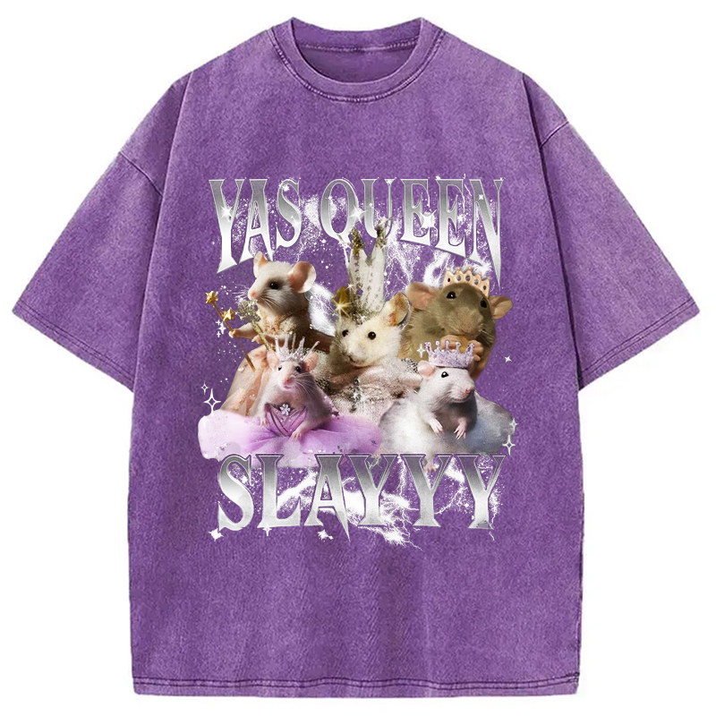 Modecanvas Yas Queen Slay Rat Washed T-Shirt