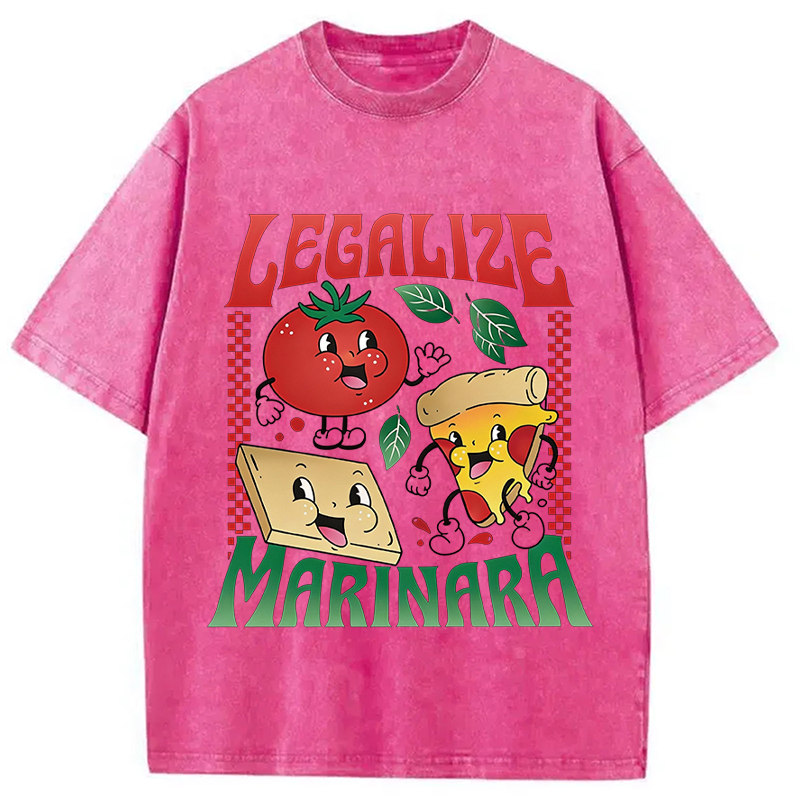 Modecanvas Funny Legalize Marinara DTG Printing Washed T-Shirt