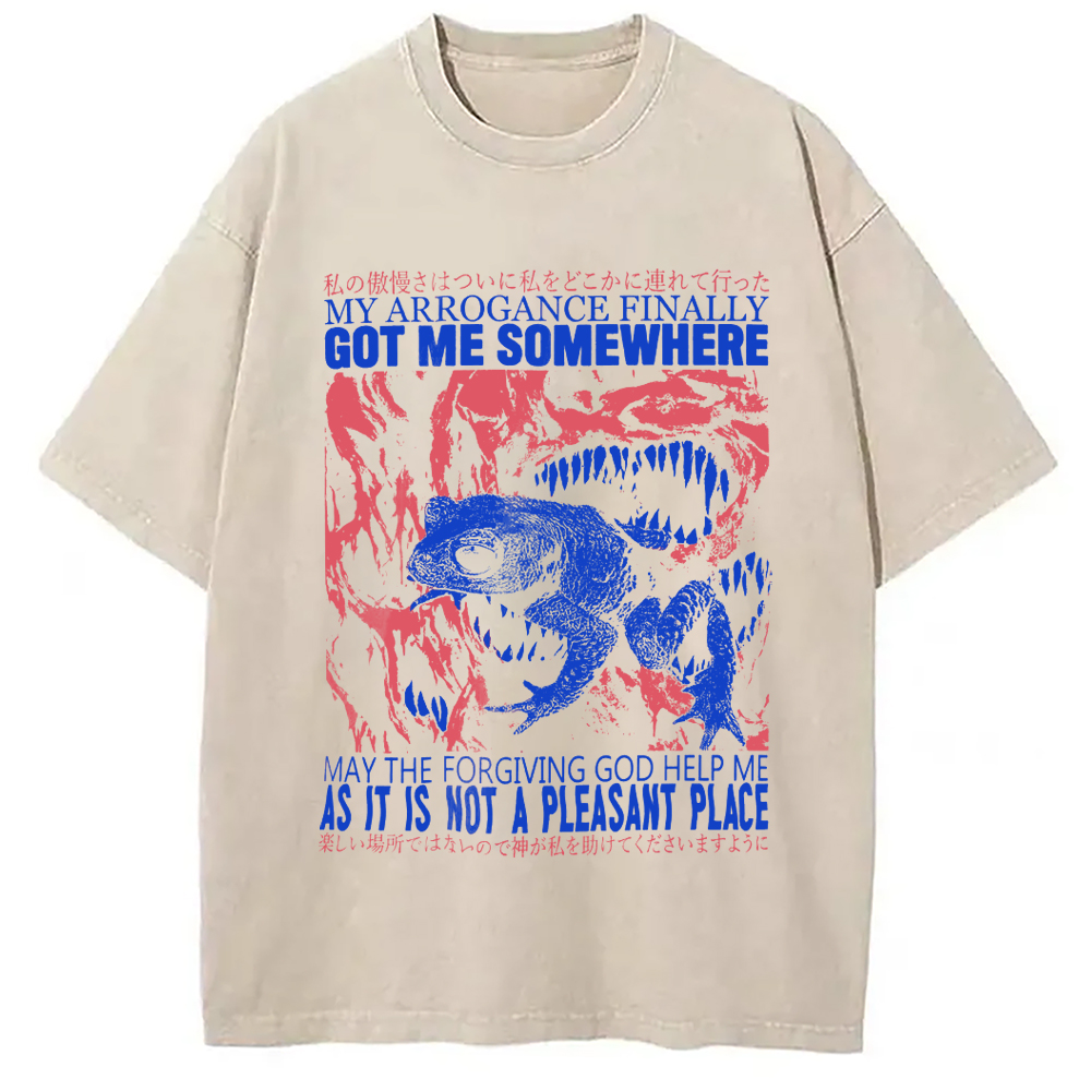 Modecanvas My Arrogance Vintage Japanese Frog Washed T-Shirt