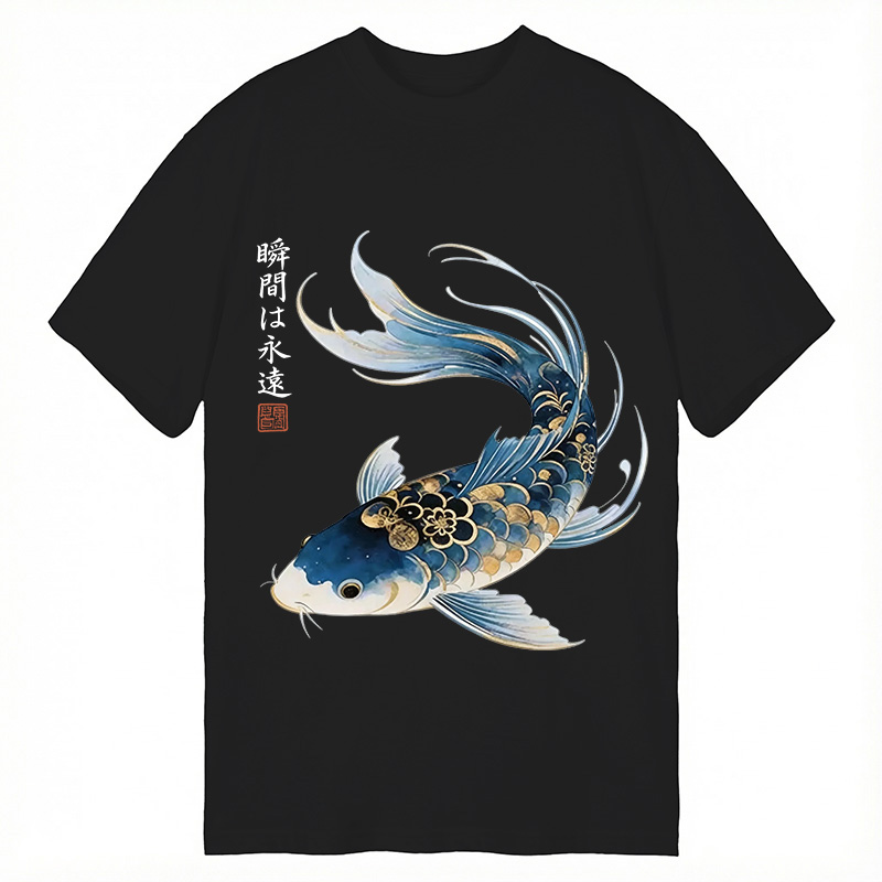Modecanvas Elegant Koi Fish Watercolor DTG Printing Classic T-Shirt-modecanvas