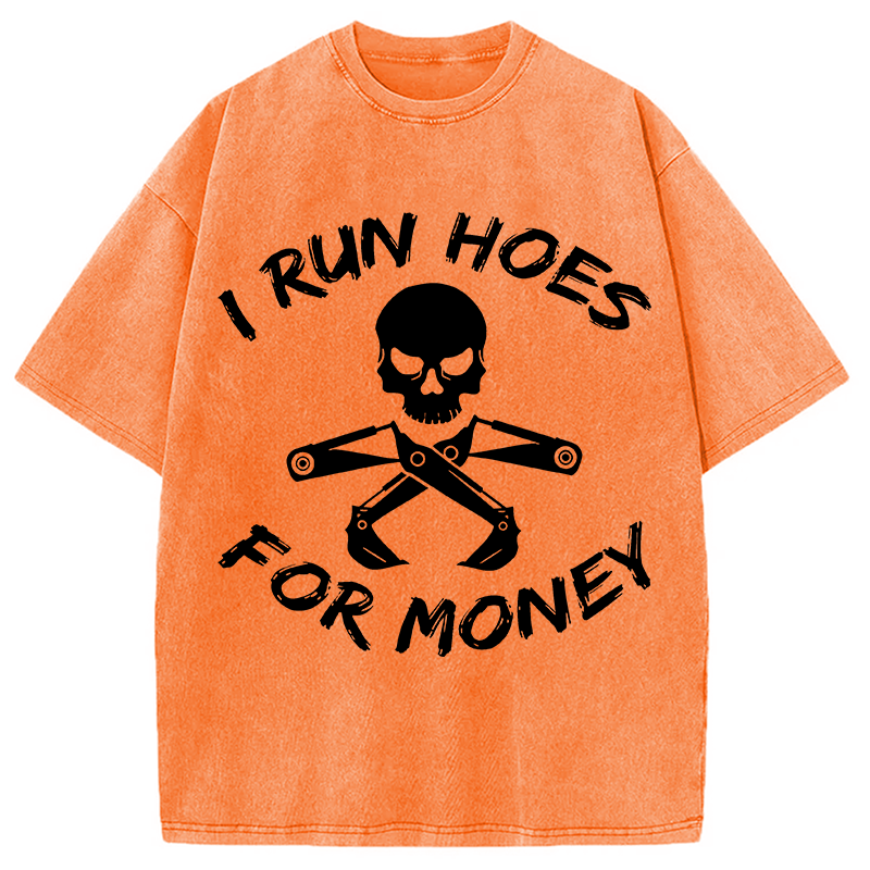 Modecanvas I Run Hoes For Money DTG Printing Washed T-Shirt