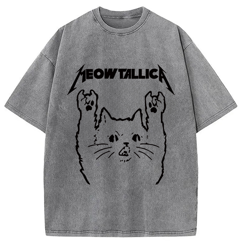 Modecanvas Vintage Album Cat Meowtallica Japan Washed T-Shirt
