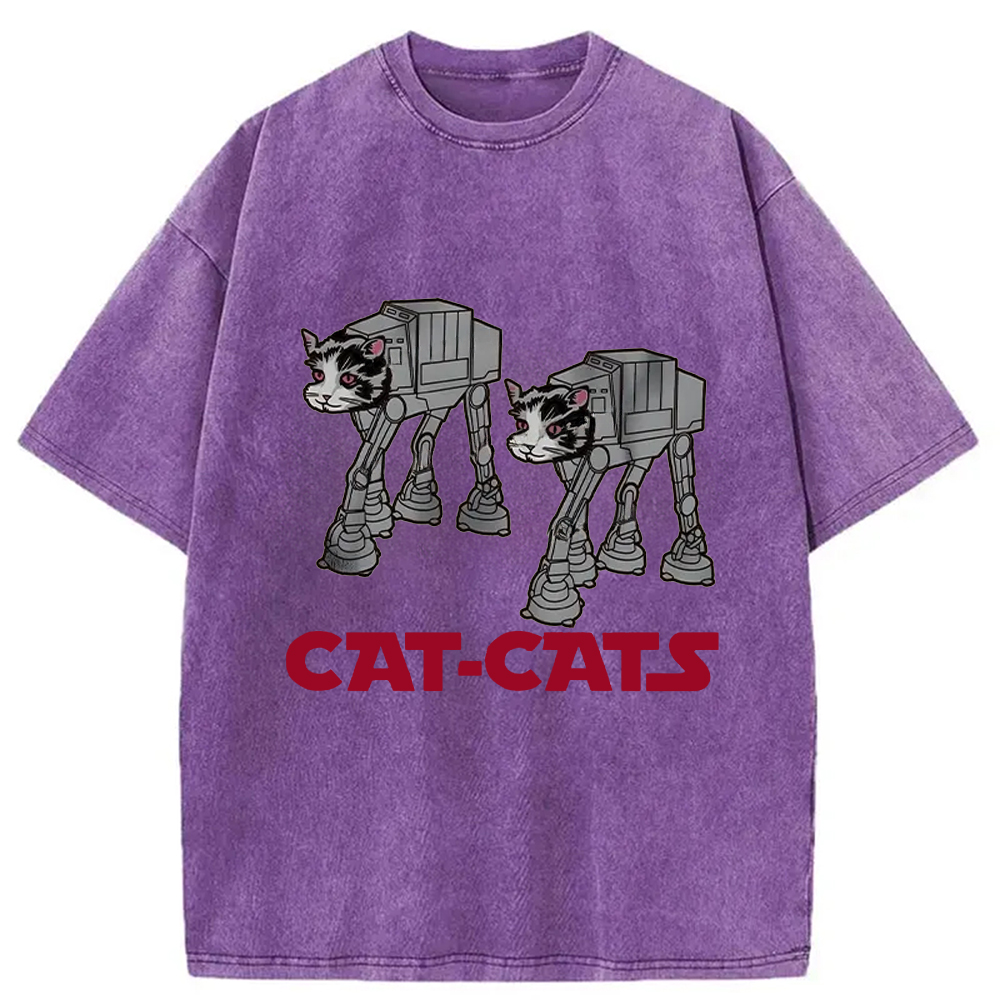 Modecanvas Walking Robot Cat Washed T-Shirt