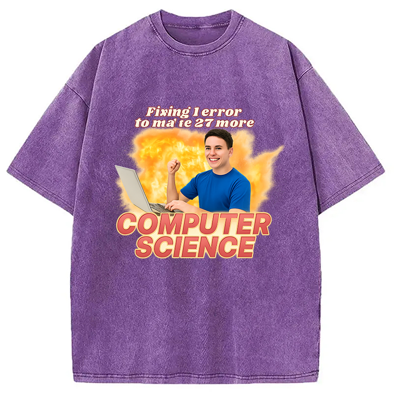 Modecanvas Computer Science Error Meme Washed T-Shirt