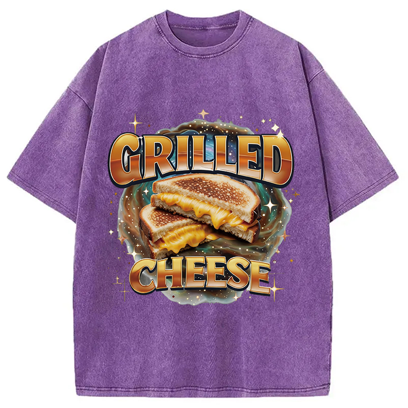 Modecanvas Grilled Cheese DTG Printing Washed T-Shirt