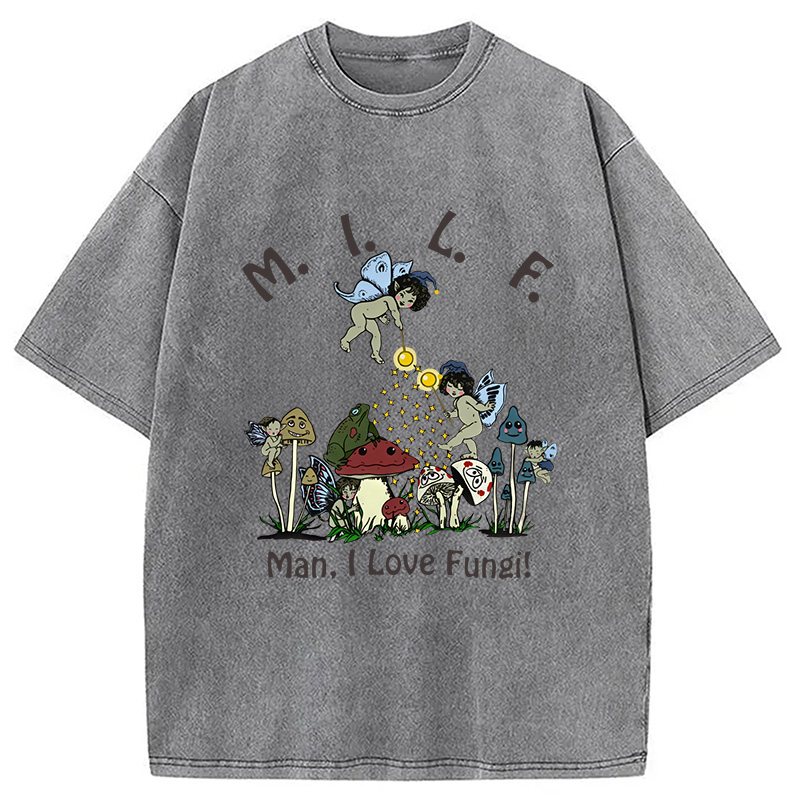 Modecanvas Man I Love Fungi Washed T-Shirt