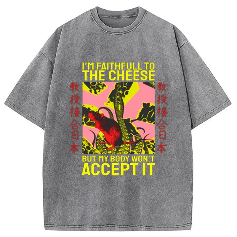 Modecanvas Lactose Intolerant Funny Rat Washed T-Shirt