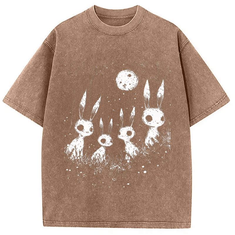 Modecanvas Weirdcore Bunny DTG Printing Washed T-Shirt-modecanvas