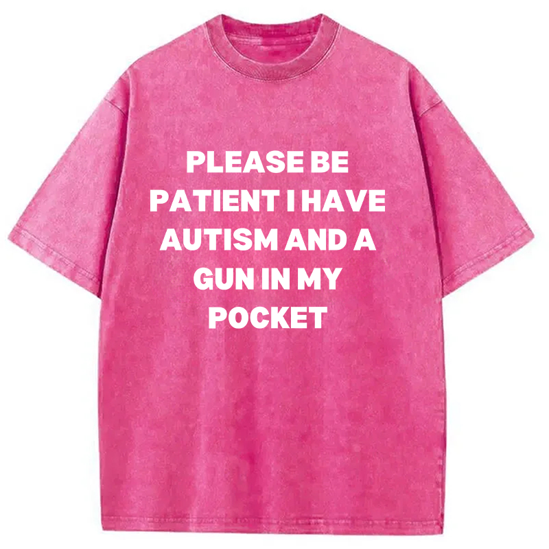 Modecanvas A Gun in My Pocket Washed T-Shirt-modecanvas