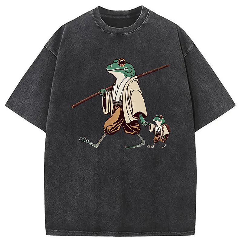 Modecanvas Big Hand Holding Little Hand DTG Printing Washed T-Shirt