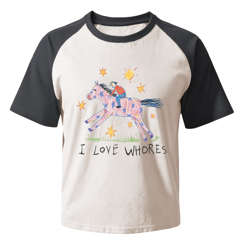 Modecanvas I Love Whores Meme Raglan T-Shirt