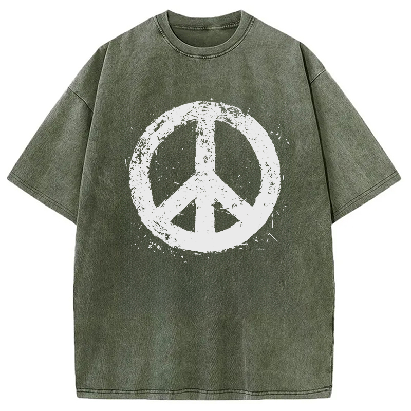 Modecanvas Peace Sign DTG Printing Washed T-Shirt