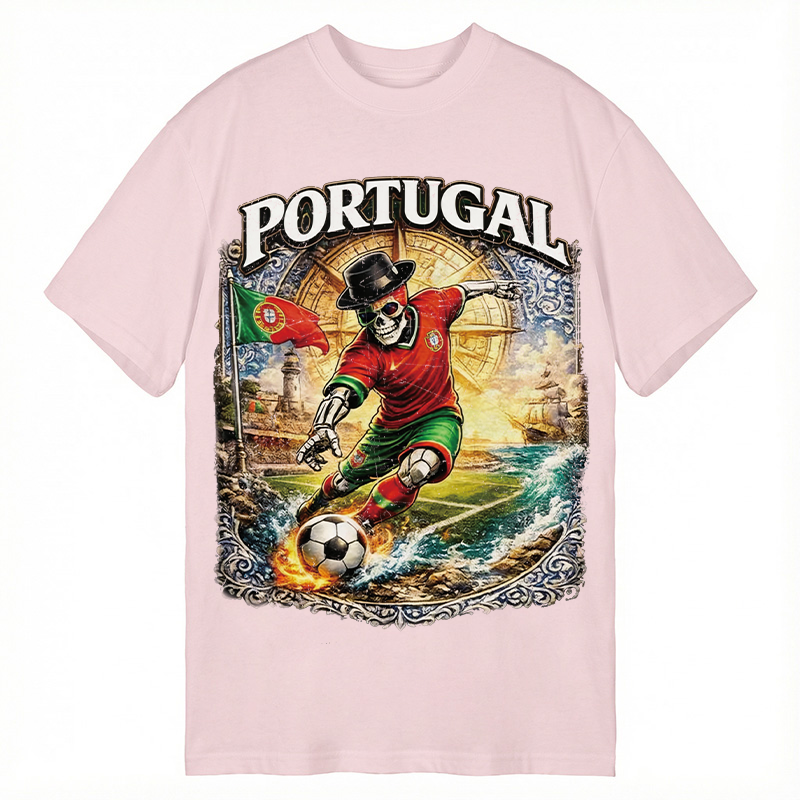 Modecanvas Portugal Soccer Skull DTG Printing Classic T-Shirt-modecanvas
