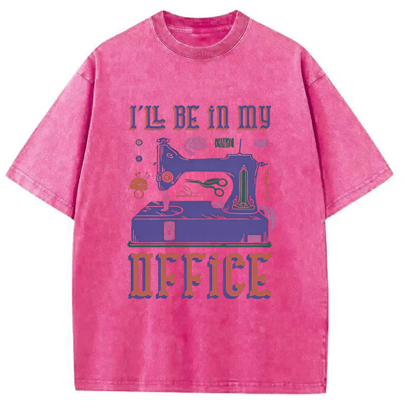 Modecanvas Funny Sewing Machine Seamstress Tailor DTG Printing Washed T-Shirt