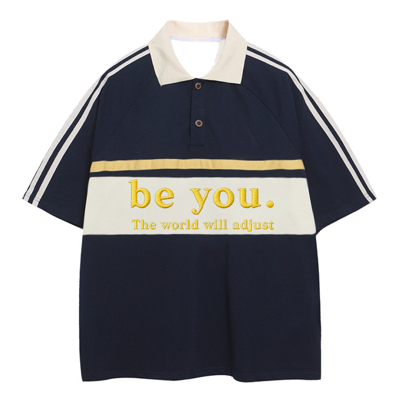 Modecanvas Be You The World Will Adjust Polo Embroidered T-Shirt