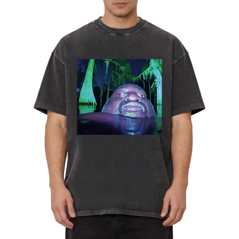Modecanvas Black Guy in Swamp DTG Printing Washed T-Shirt