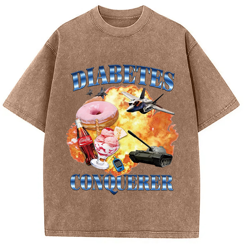 Modecanvas Diabetes Conqueror DTG Printing Washed T-Shirt