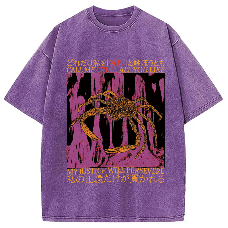 Modecanvas My Justice Will Persevere Funny Crab Washed T-Shirt