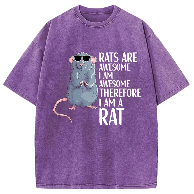 Modecanvas Rats Are Awesome Funny Rat DTG Printing Washed T-Shirt
