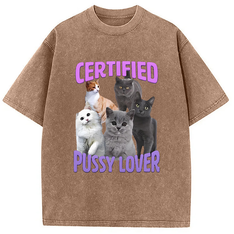 Modecanvas Certified Pussy Lover Washed T-Shirt