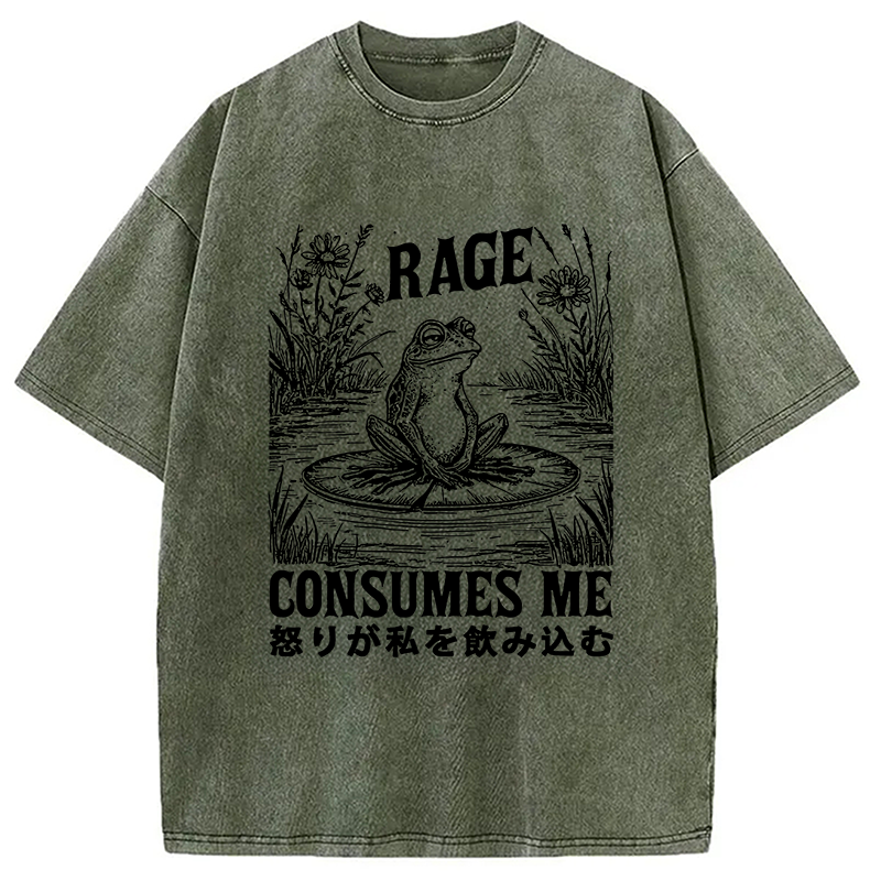 Modecanvas Angry Frog Washed T-Shirt-modecanvas