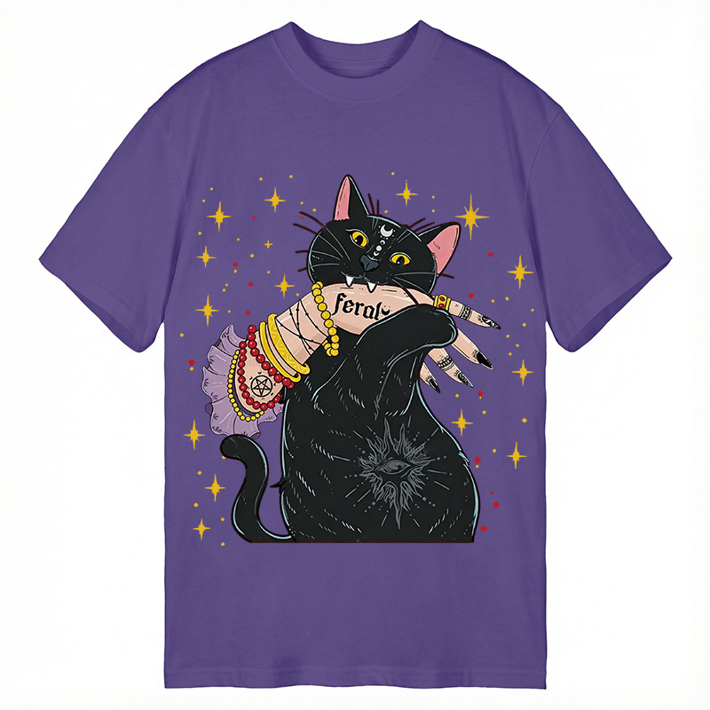 Modecanvas Feral Cat DTG Printing Classic T-Shirt-modecanvas