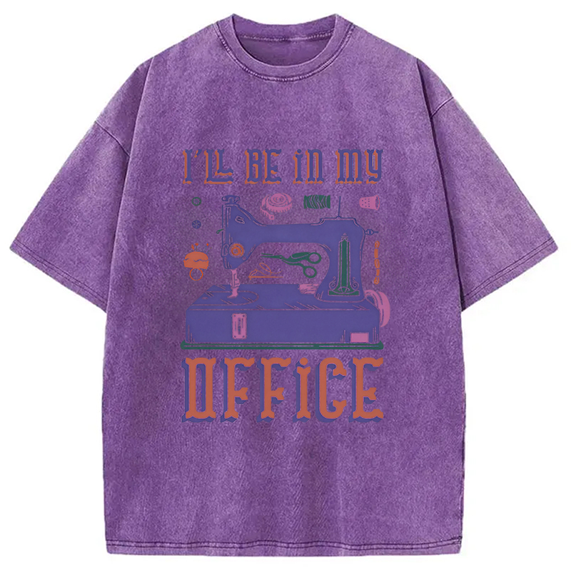 Modecanvas Funny Sewing Machine Seamstress Tailor DTG Printing Washed T-Shirt