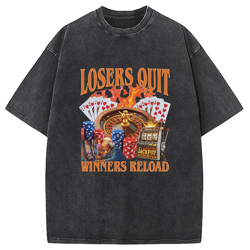 Modecanvas Funny Gambling Washed T-Shirt