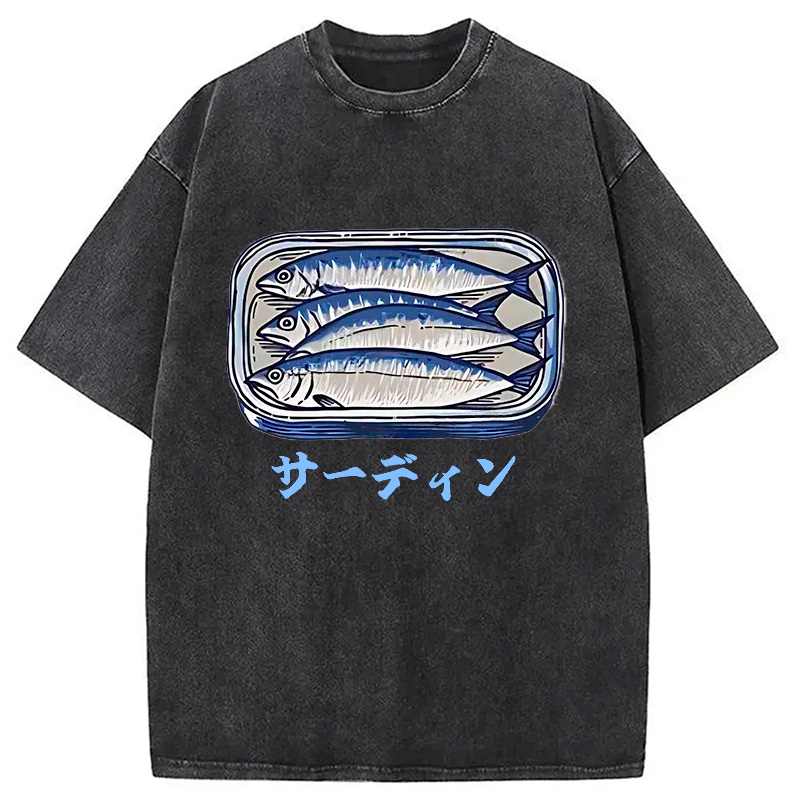Modecanvas Sardines Can Vintage Washed T-Shirt