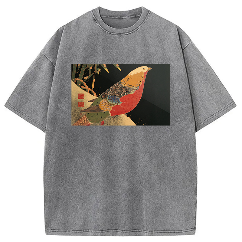 Modecanvas Golden Pheasant in the Snow Washed T-Shirt