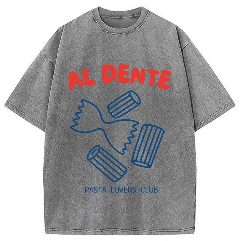 Modecanvas Al Dente Pasta Club DTG Printing Washed T-Shirt
