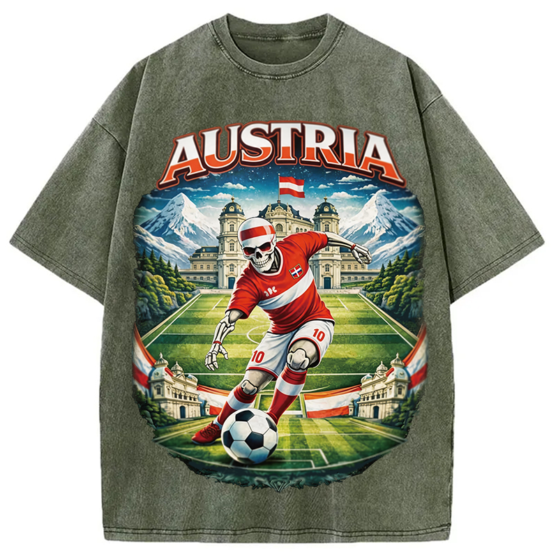 Modecanvas Austria Soccer DTG Printing Washed T-Shirt
