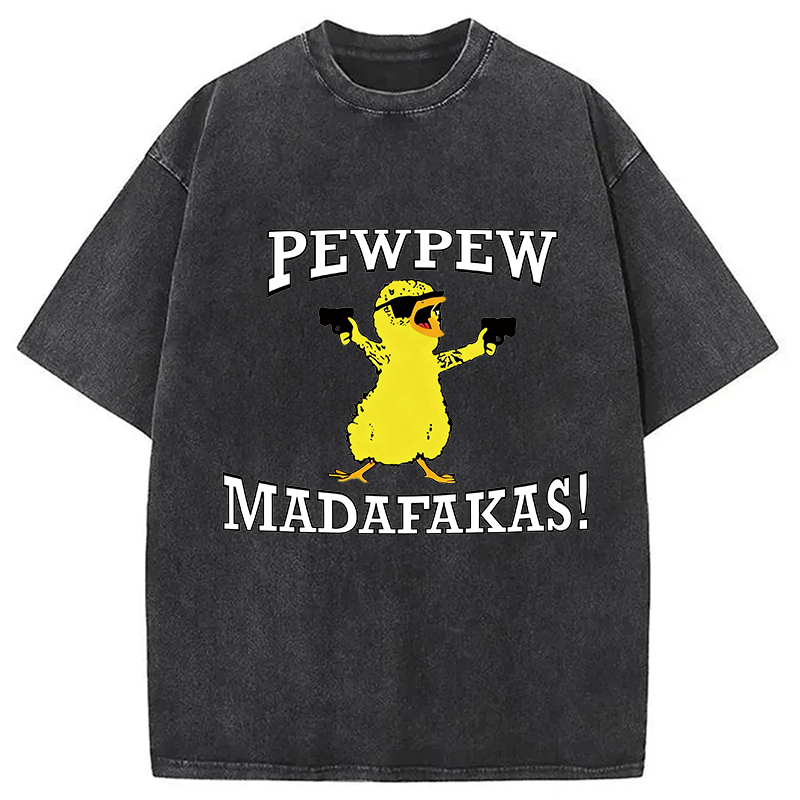 Modecanvas PEW PEW Duck DTG Printing Washed T-Shirt