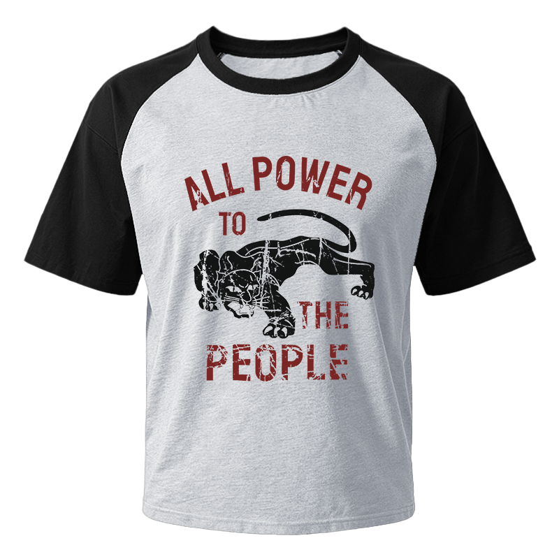 Modecanvas Defense All Power to The People Raglan T-Shirt