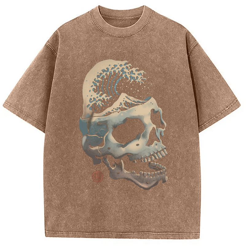 Modecanvas Skull Wave Washed T-Shirt