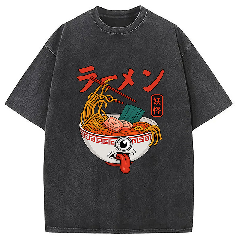 Modecanvas Yokai Ramen Japanese Washed T-Shirt