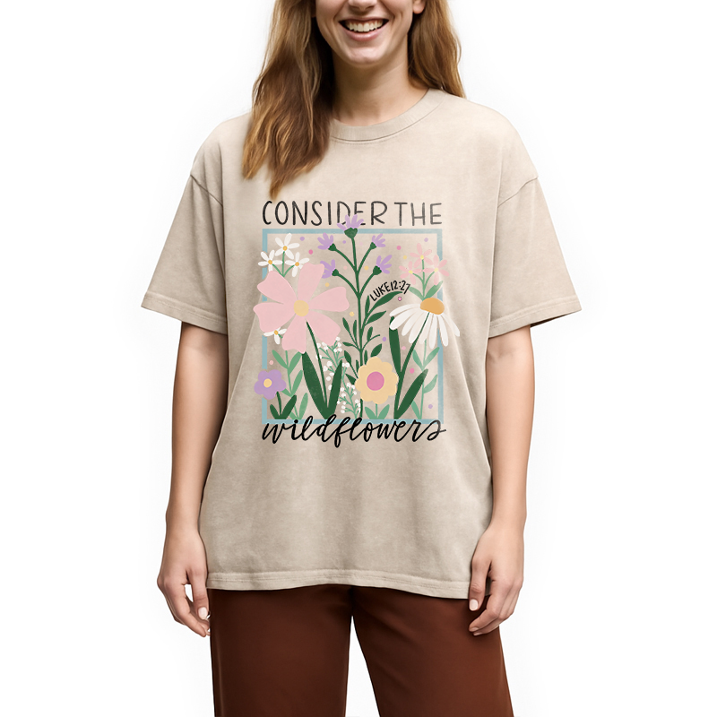 Modecanvas Consider the Wildflowers DTG Printing Washed T-Shirt