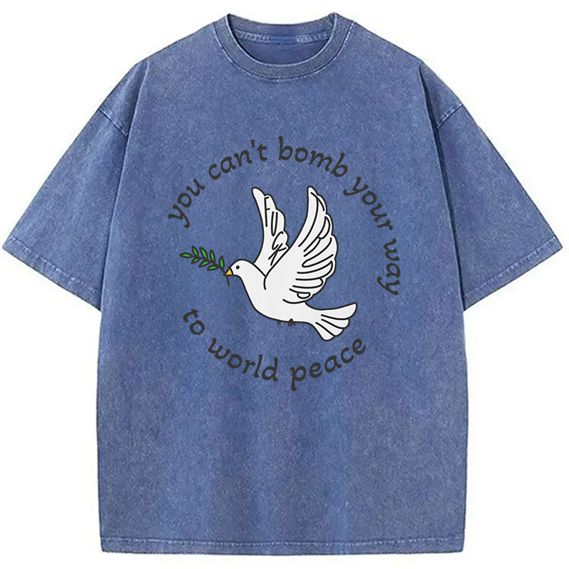 Modecanvas Bombs for World Peace DTG Printing Washed T-Shirt
