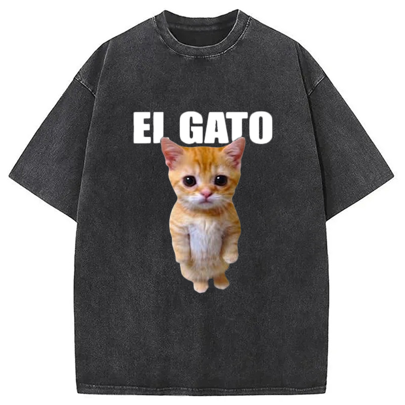 Modecanvas Sad Crying Cat Meme Washed T-Shirt
