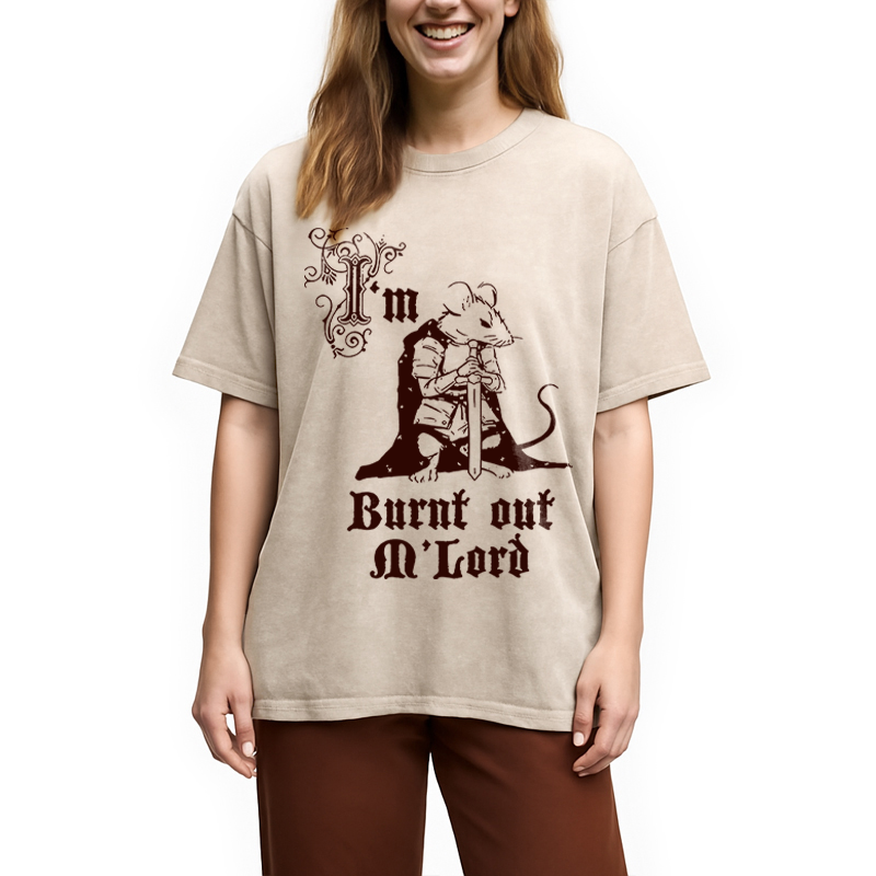 Modecanvas Tired Mouse DTG Printing Washed T-Shirt