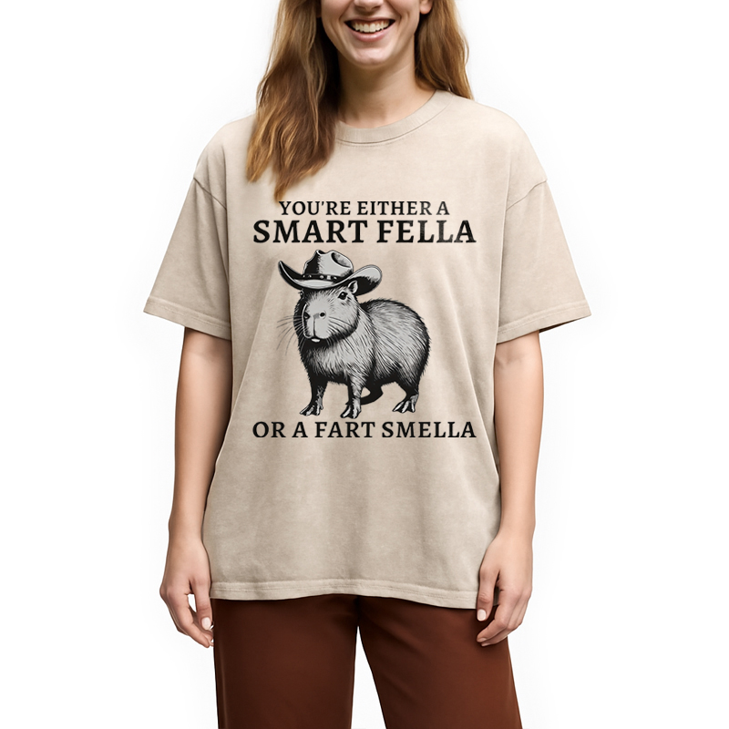 Modecanvas Retro Smart Fella Capybara 90s Washed T-Shirt