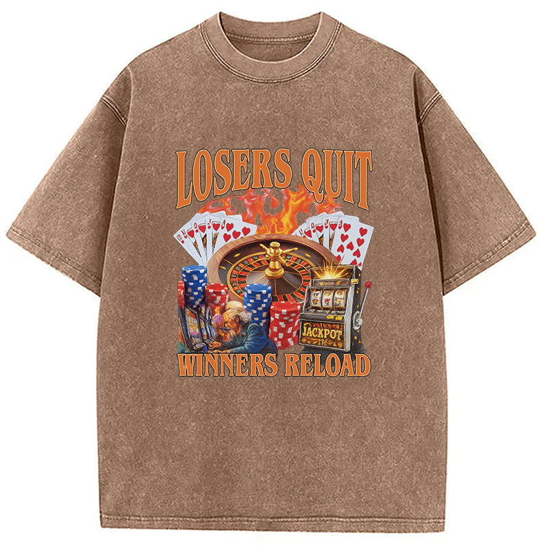 Modecanvas Funny Gambling Washed T-Shirt