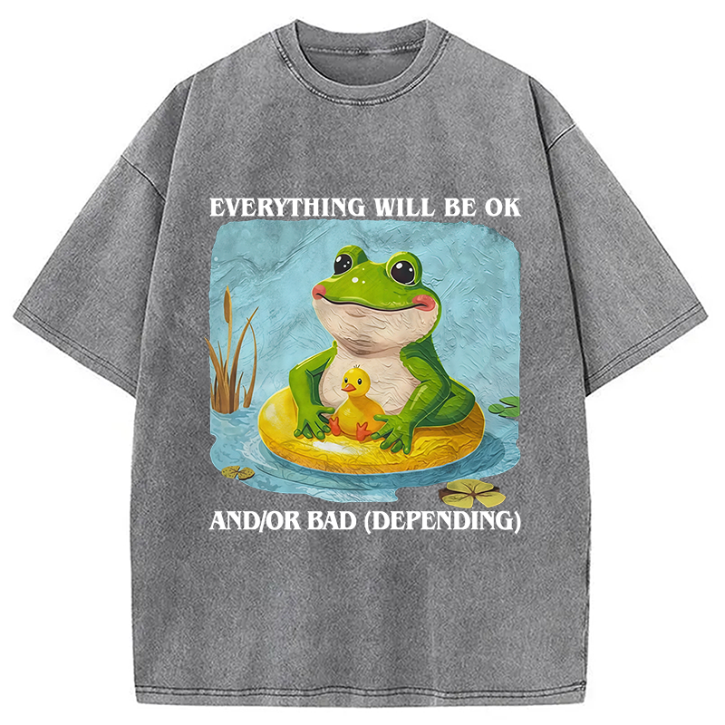 Modecanvas Everything Will Be OK Washed T-Shirt